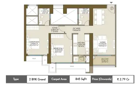 L&T Ahana Malad East 2 BHK Floor Plan